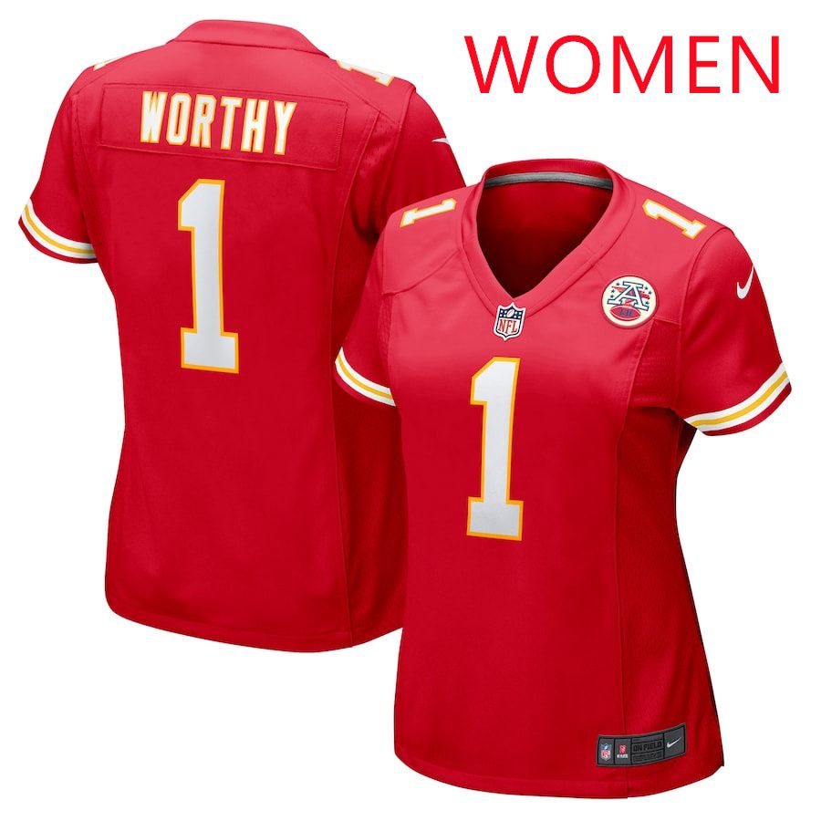 Women Kansas City Chiefs 1 Xavier Worthy Red 2025 Nike Game NFL Jersey